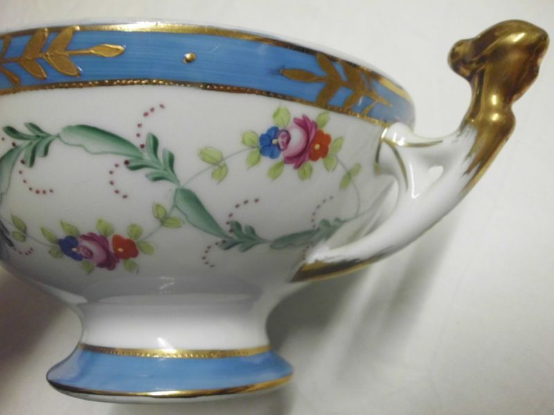 fantástica taça c. prato em porcelan pintada á mão-marcada-Paris Royal