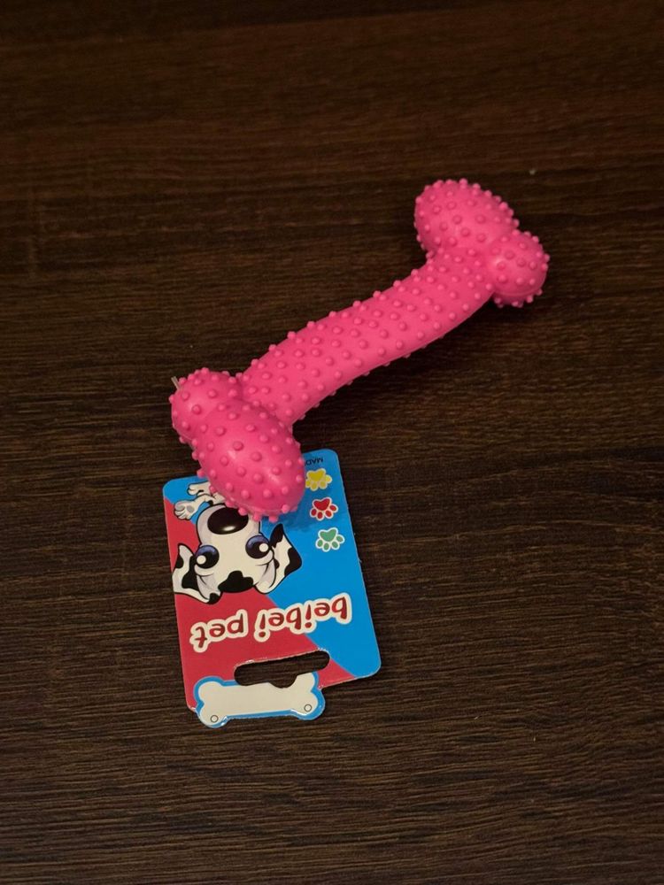 Zabawka dla psa gumowa kość rôżowa 10 cm 48tknzw