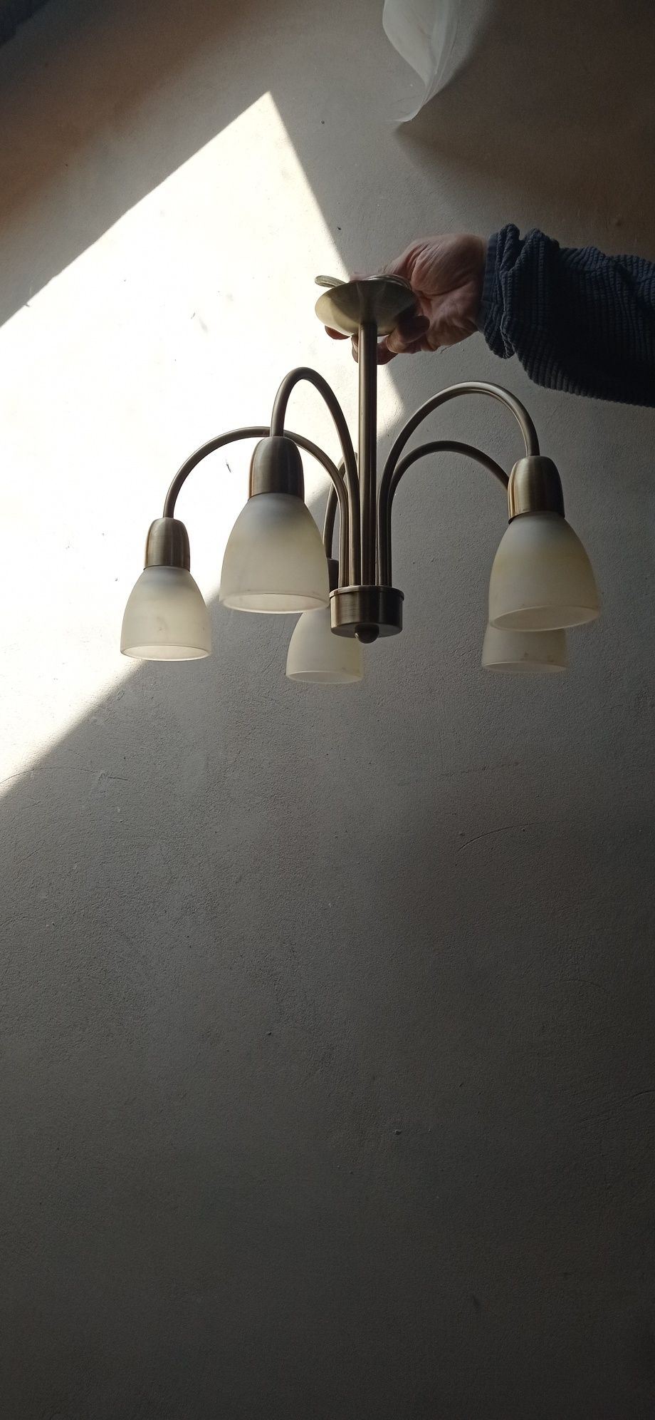 Lampa wisząca abażur, retro, PRL, vintage
