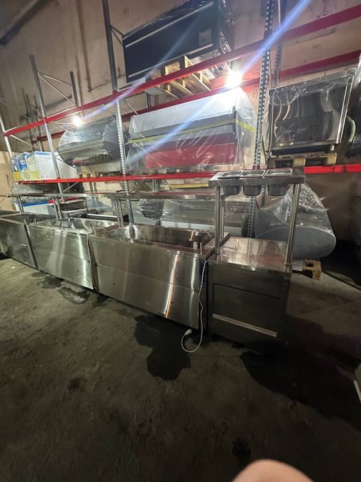 Линия роздачи практически новая, мармит, холодильник, гарантия