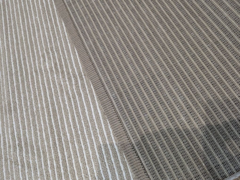 Tapete 175x120 cm Castanho riscas em branco