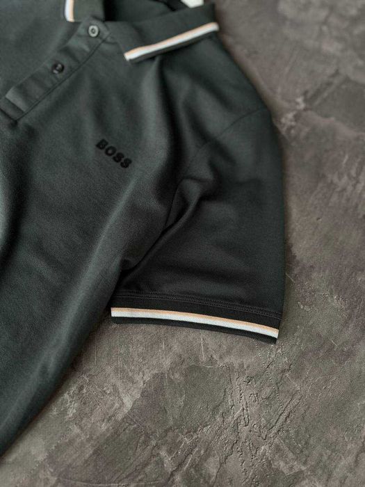 Футболка поло HUGO BOSS Premium з qr-code і біркою однотонна i57/10T-6