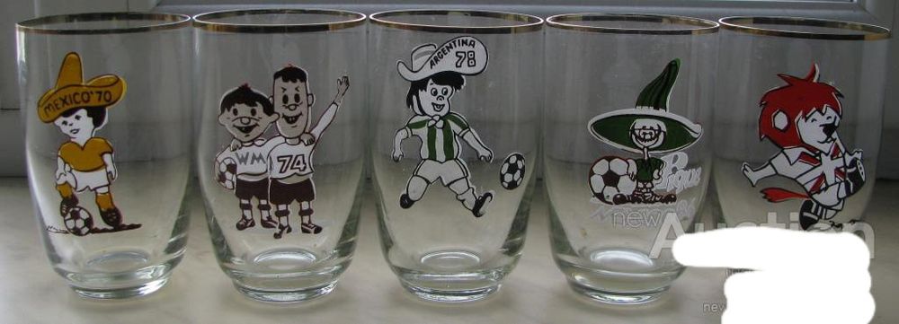 Набор бокалов стаканов Чемпионат мира по футболу 1970 , 1974 ,1978,198