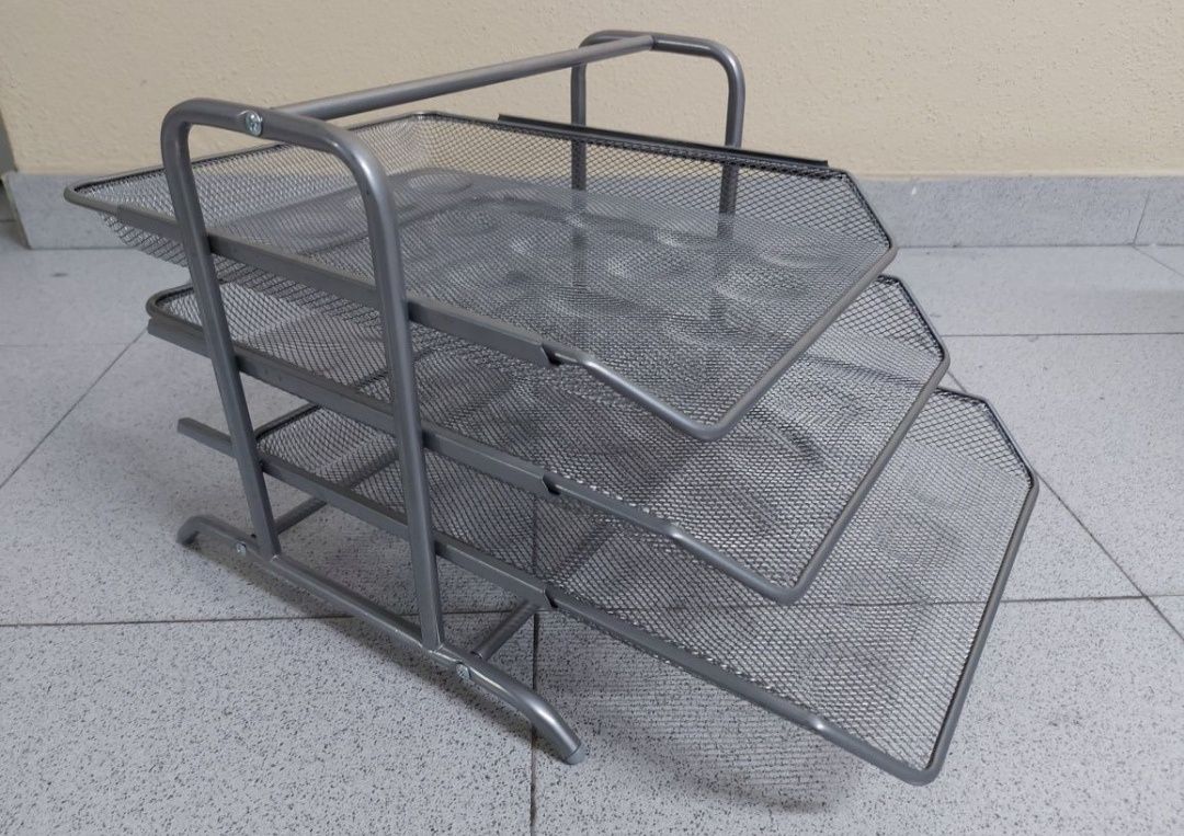 organizador /porta cartas em metal cinza
