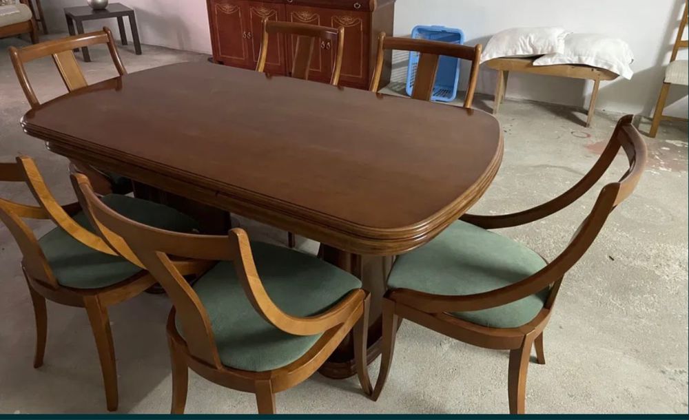 Mesa de jantar extensível + 6 cadeiras