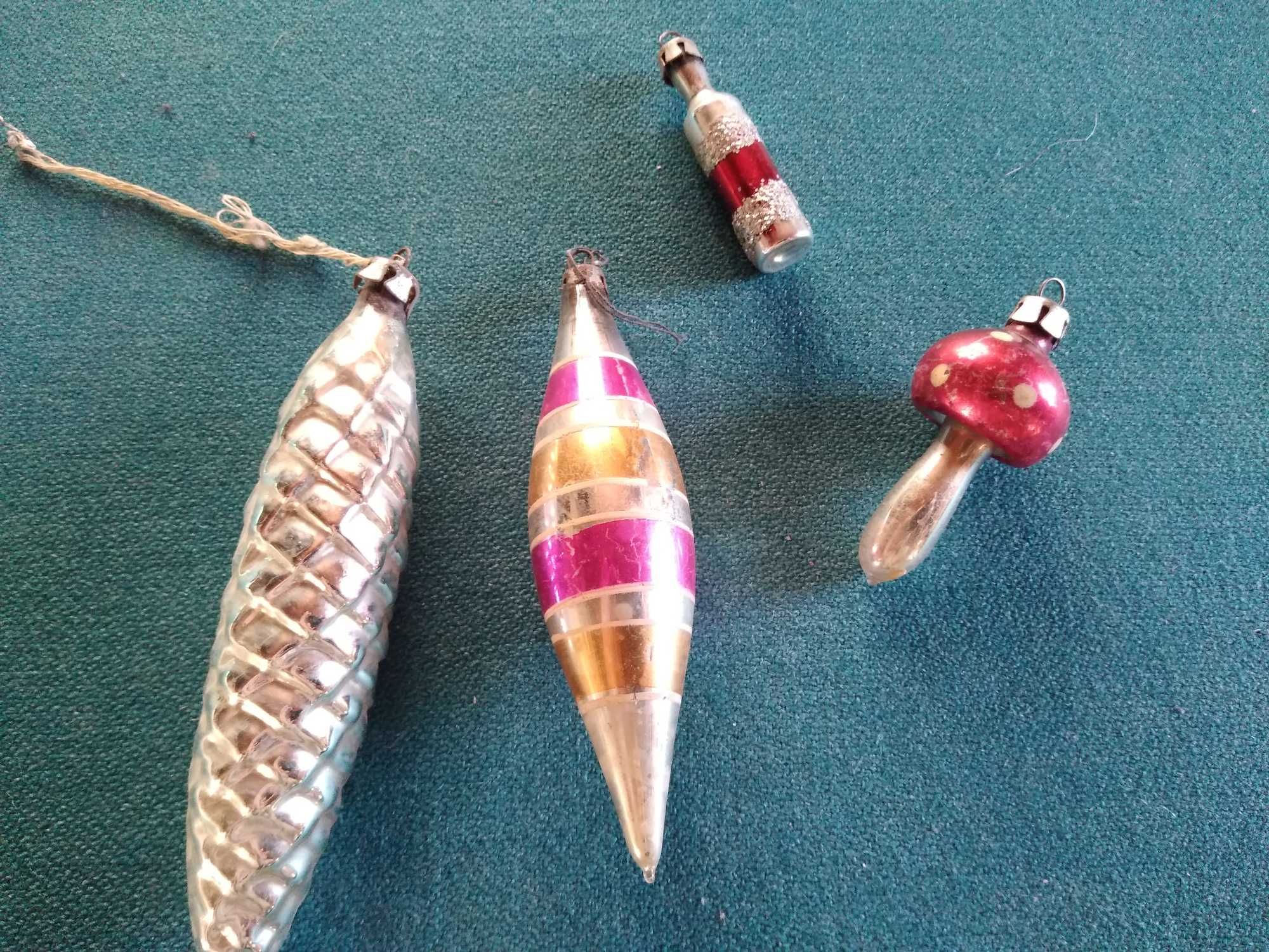 Stare bombki choinkowe 5 sztuk grzybek szyszka sopel PRL retro vintage