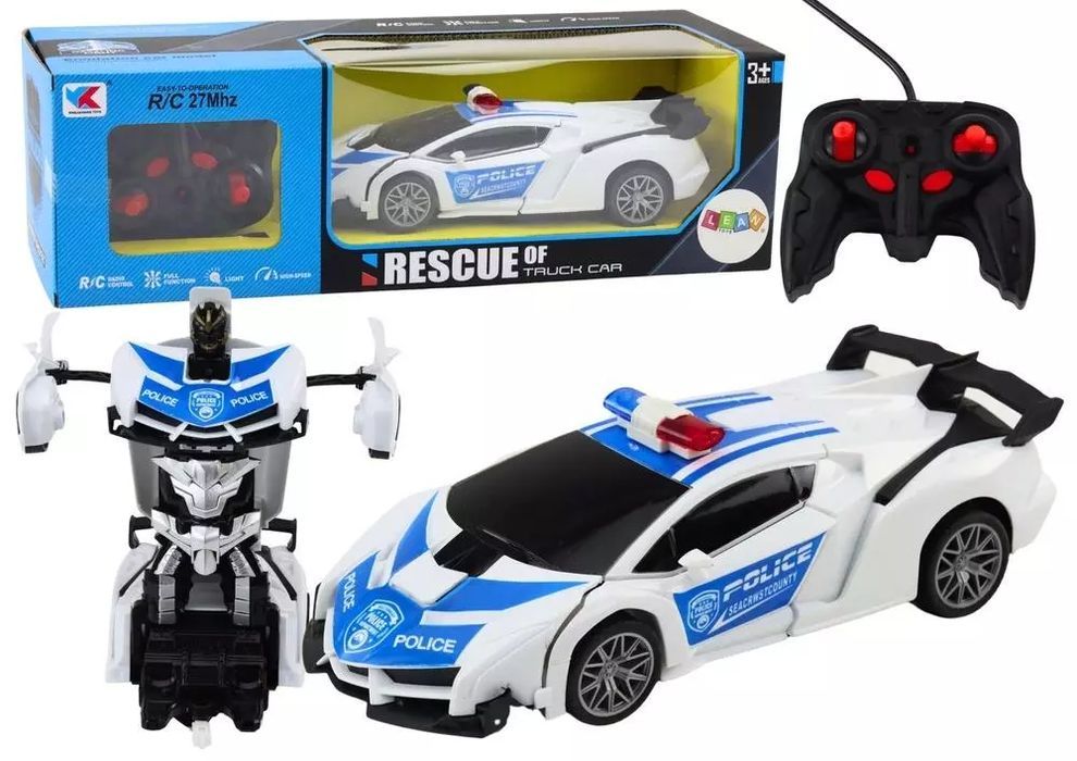 Auto-Robot R/C 2w1 transformacja Policja. Leantoys