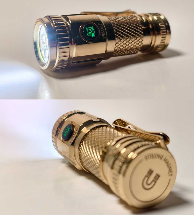Cała z mosiądzu, kieszonkowa latarka, 1200LM, bogaty zestaw