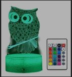 Lampka nocna  3D led usb sowa lampa 16 KOLORÓW PILOT