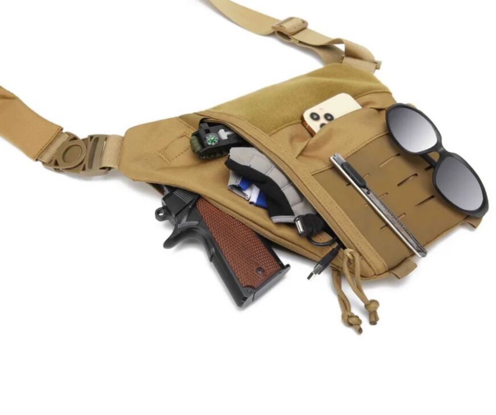 Тактична сумка у кольорі чорний камуфляж та кайот