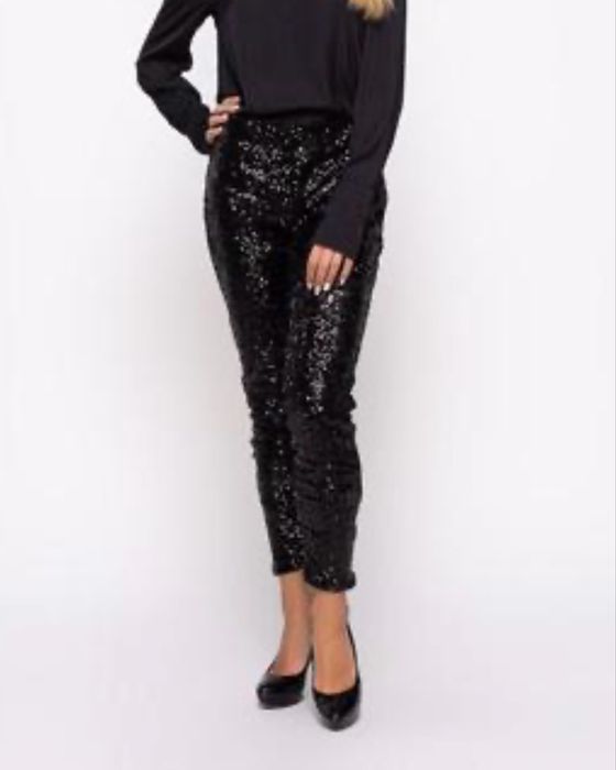 Чорні штани з паєтками H&M • Розмір 36 (S)