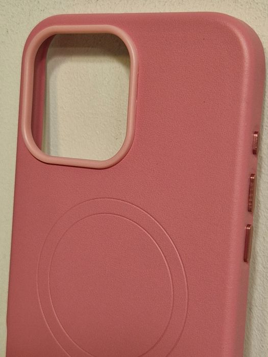 MagSafe Leather Case Iphone 16 Pro Różowy + szklo 9h GRATIS