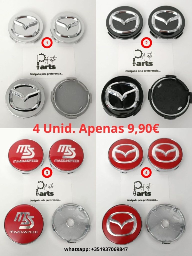 Conjunto de centros de jante Mazda 56mm/60mm