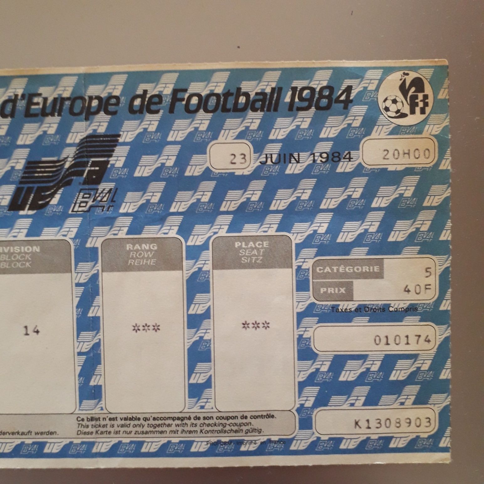 Raríssimo bilhete Portugal França Euro 84