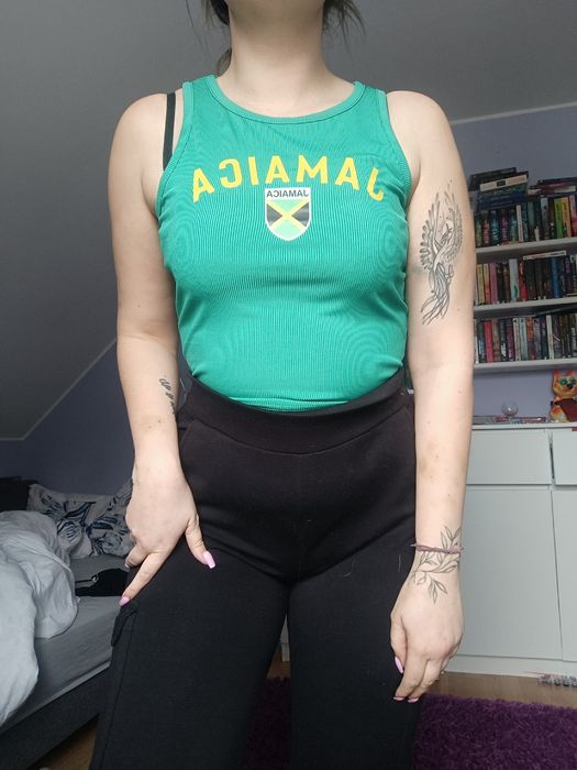 Nowy top prążek M Jamaica zielony