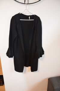 czarny sweter cardigan z falbanami r. 42