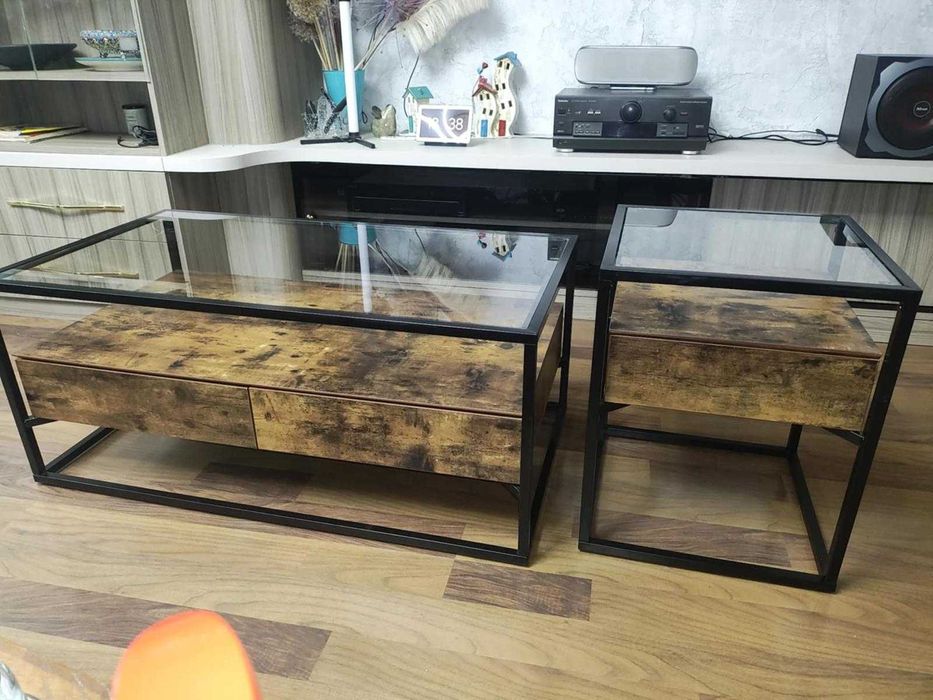 Zestaw loftowy MAUK – stolik kawowy + stolik pomocniczy