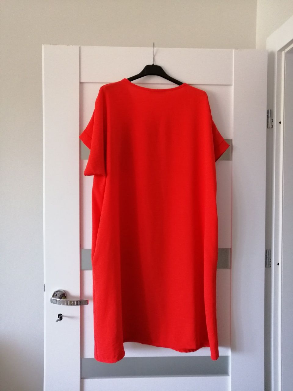 Sukienka pomarańczowa z kwiatem cyrkonia m L xl xxl