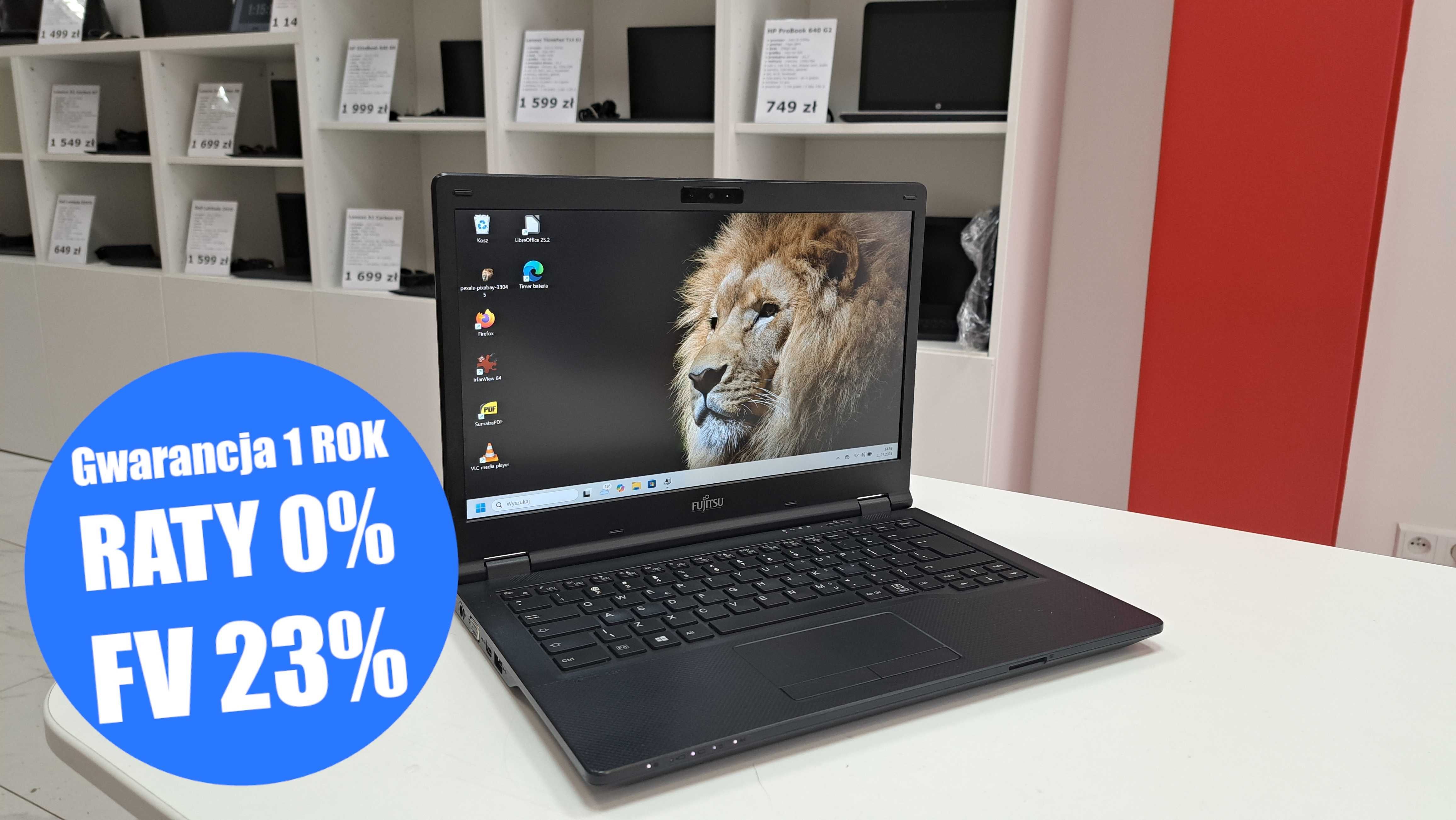 Elegancki Fujitsu LireBook E449 14" i5-8gen 16GB 256SSD IPS FHD Kl. A