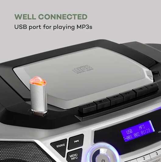 Boombox Radio Odtwarzacz CD Bluetooth USB Kaseta DAB+ i UKF
