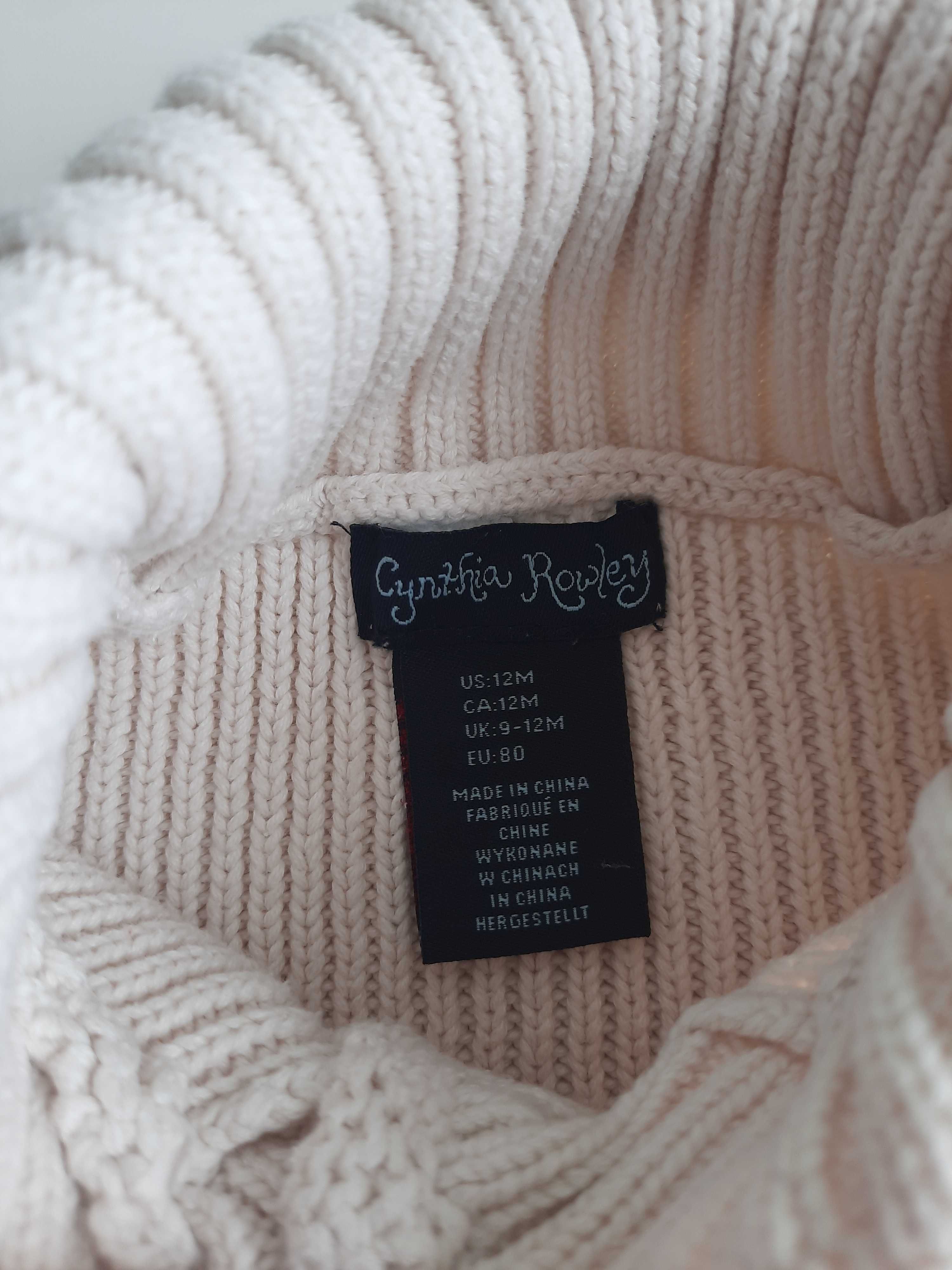 Piękny sweterek kremowy dla dziewczynki 80/86 9-12M CYNTHIA ROWLEY