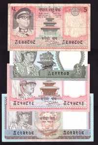 Nepal, banknoty 2-10 rupii (4 szt.)