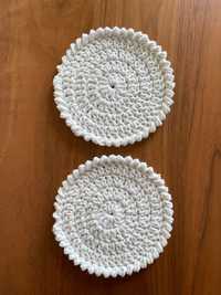 NOWE Podkładki pod gorące naczynia bawełna biała handmade