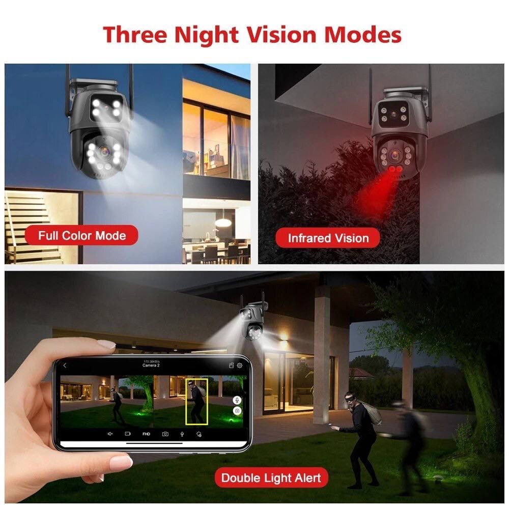 Boavision 8МП, двойная уличная WiFi камера видеонаблюдения +карта 64gb