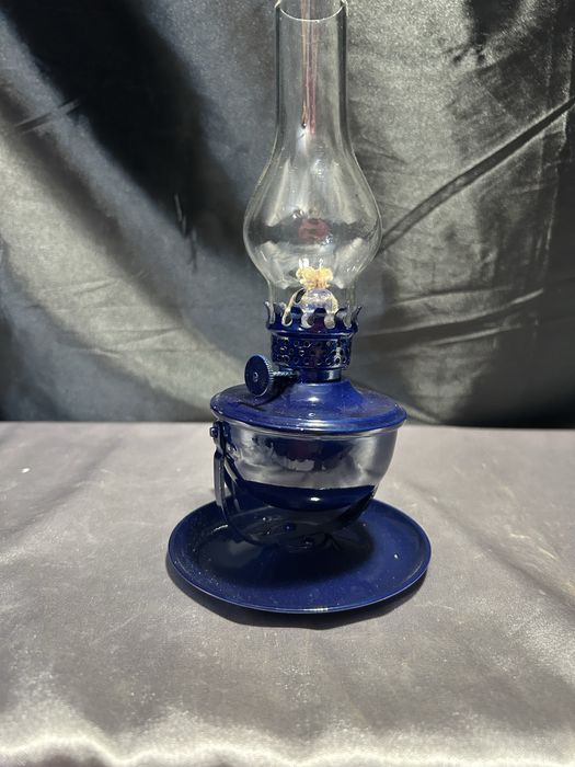 Lampa Naftowa Jak Kaganek, Granatowa, Sprawna