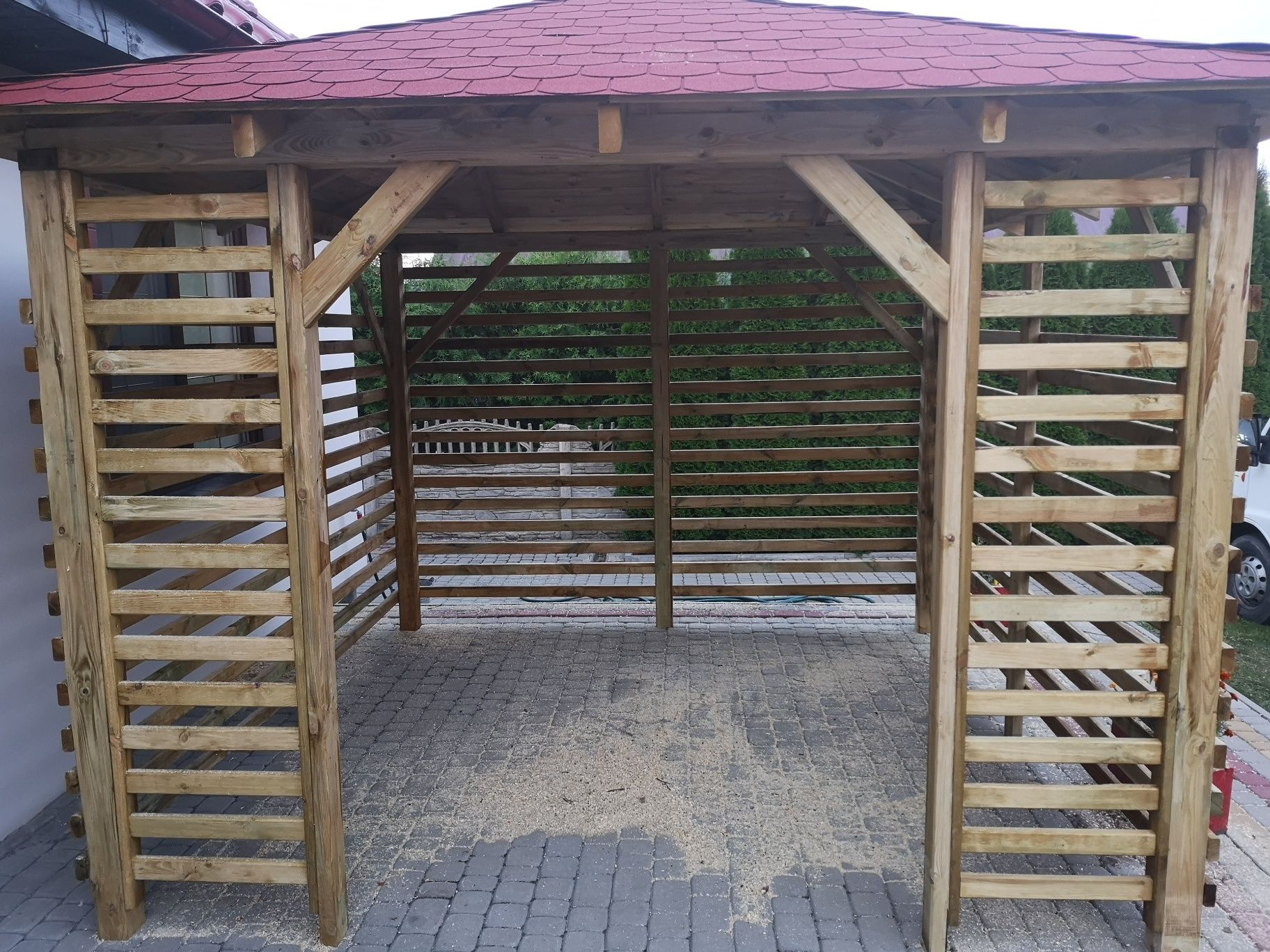 Altana drewniana ogrodowa 300 x 300 cm Słupy 10 x 10 cm.