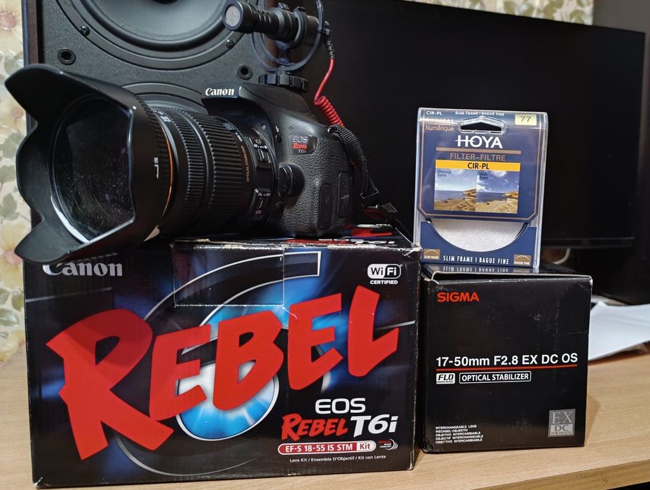 Canon T6i ( 750d ) с объективом sigma 17-50 f 2.8 и фильтром Hoya PL.