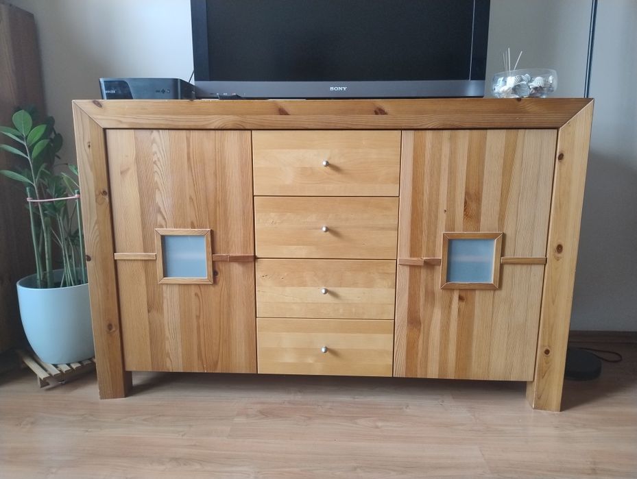 2 komody i witryna, meble do salonu