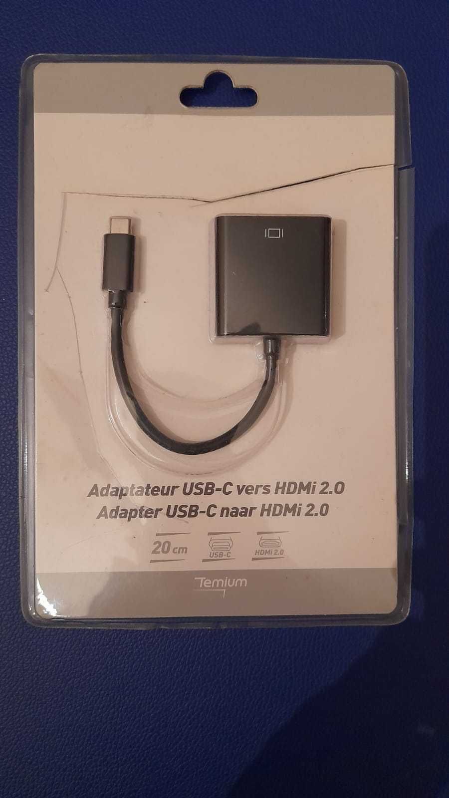Adaptador USB-C macho para HDMi 2.0 fêmea 20cm