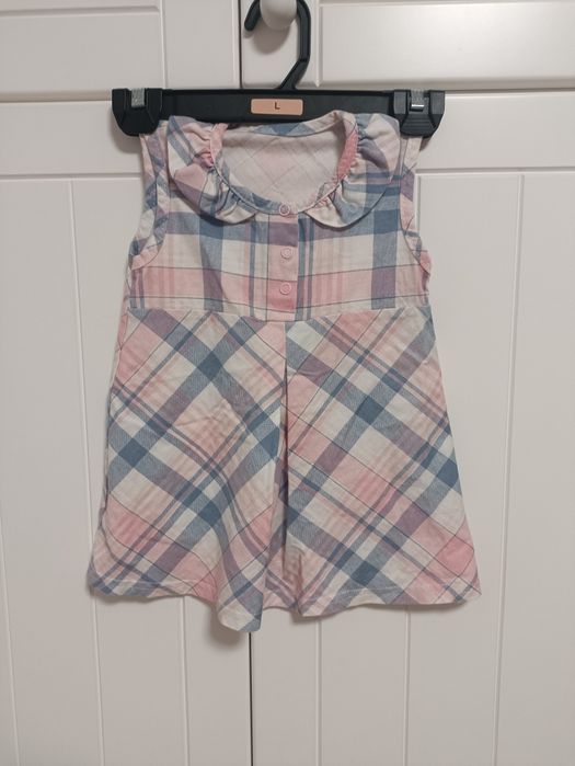 Sukienka w kratkę P.P.H.U. Martex r. 80/86 (9-18 msc) 100% Bawełna