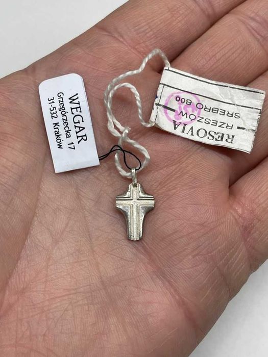 Srebrna Zawieszka Krzyż z Metką - 0,90g - WARMET - RESOVIA - POLSREBRO