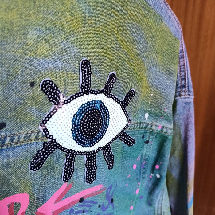 Casaco de ganga todo estampado