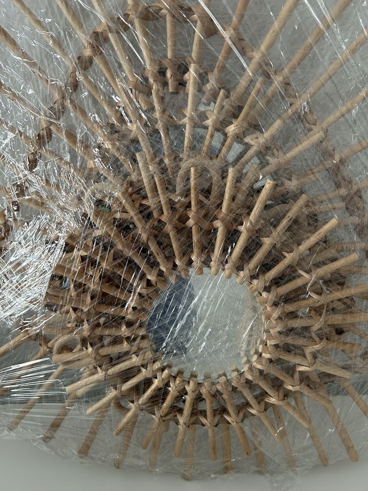 Conjunto de 3 Espelhos Decorativos em Rattan – Novos