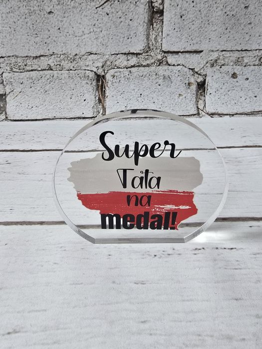 Dzień taty dzień ojca prezent tabliczka super tata na medal nowa