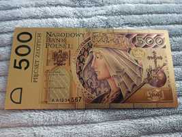 Złoty banknot kolekcjonerski 500 zł królowa Jadwiga