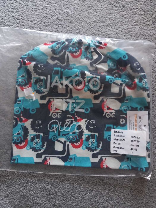 Nowa czapka bawełniana jesienna autka pojazdy traktory 46/48