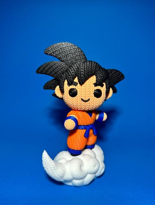 Goku surfando em nuvem - efeito crochê