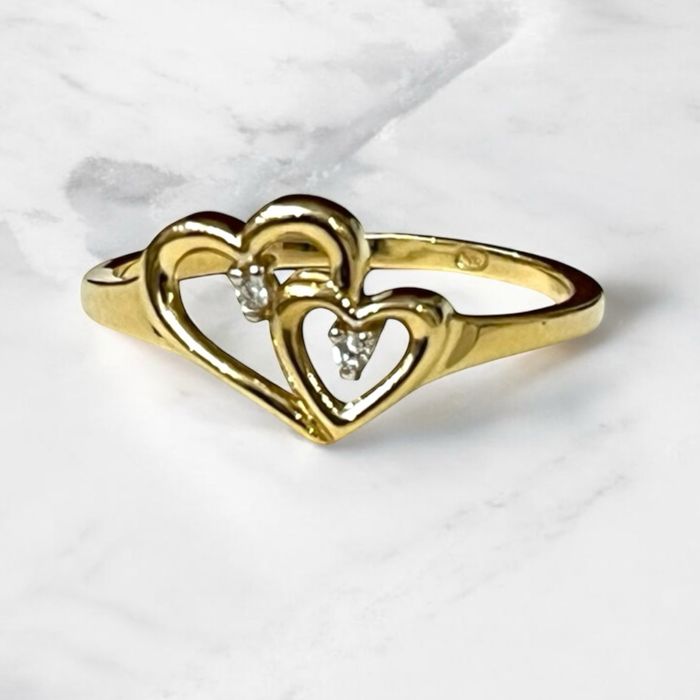 Złoty Pierścionek Serduszka  PR. 585 (14K) Rozmiar 17