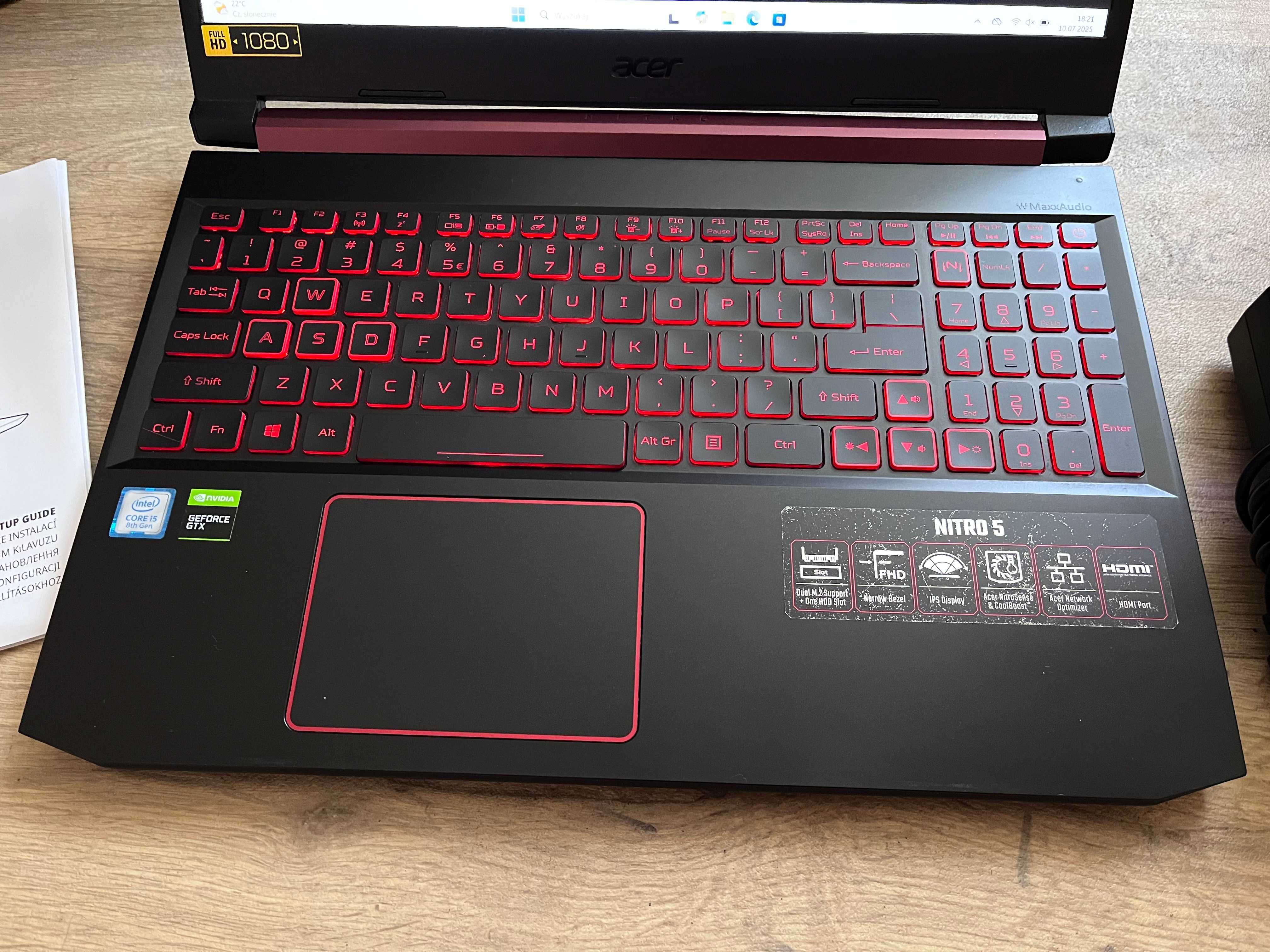Acer Nitro 5 i5 /GTX 1650/8GB DDR4/512GB SSD/Win11 KOMPLET+oryg.karton