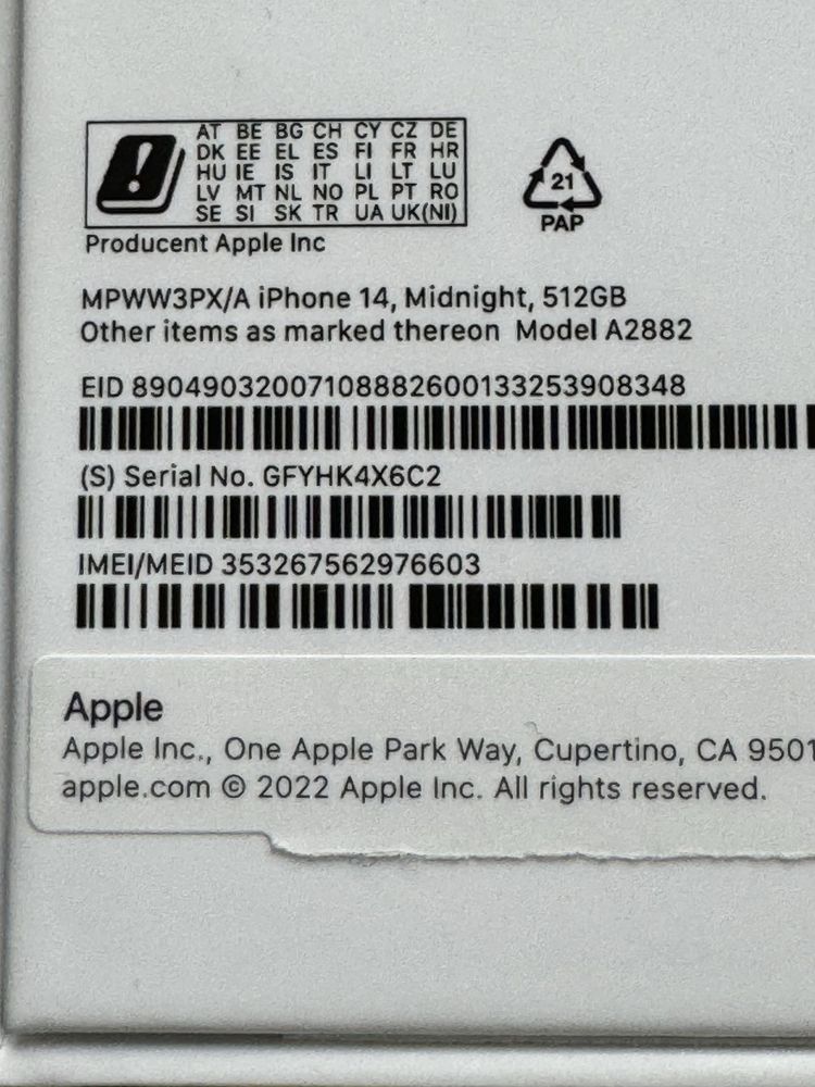 iPhone 14 512GB Midnight