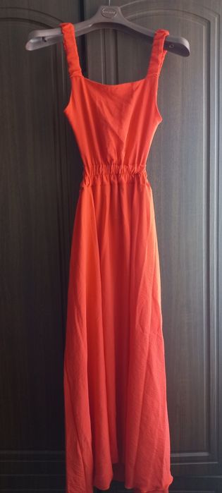 Оранжева довга літня сукня, розмір 42-44