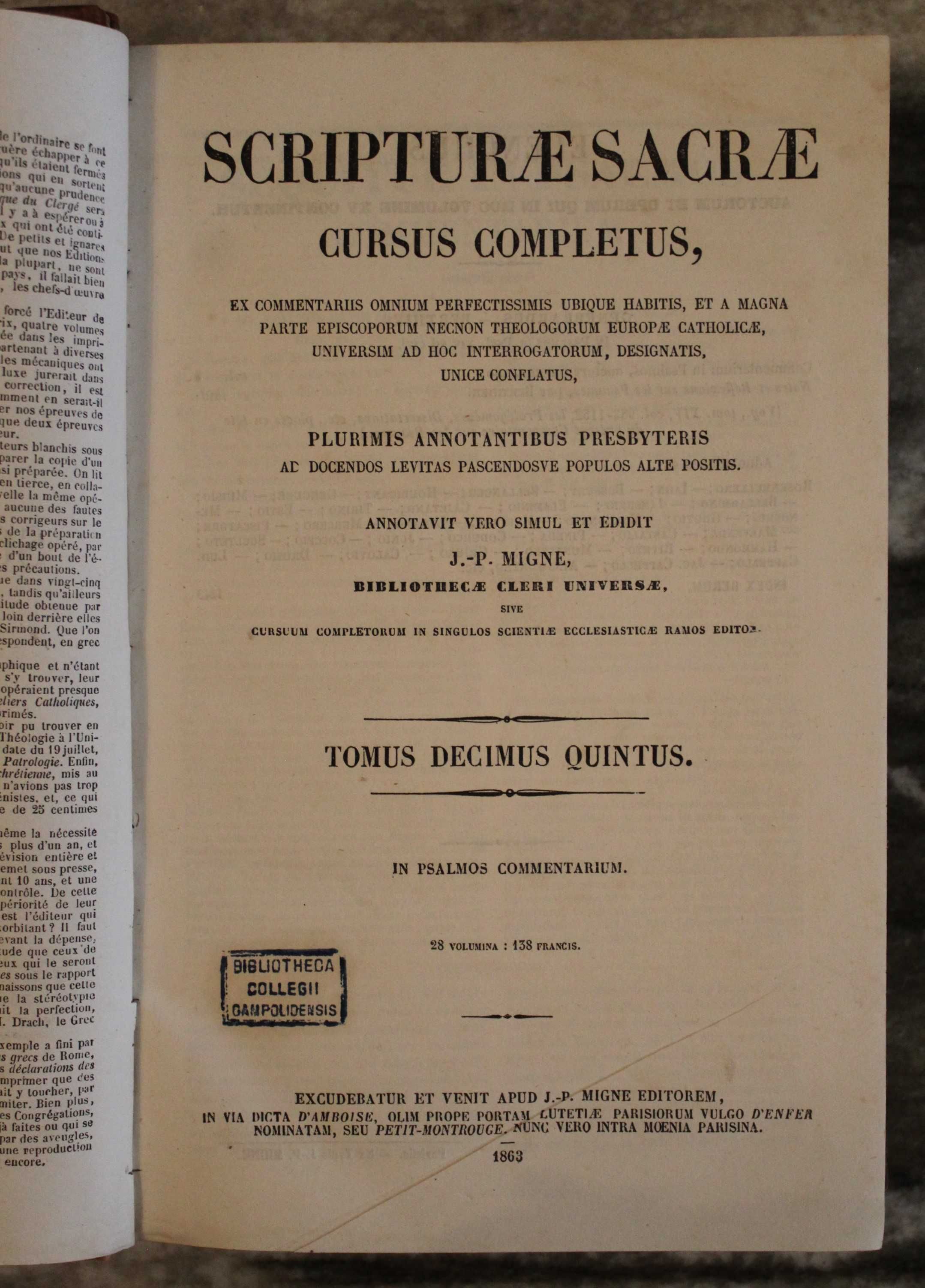 Livro Scriptura Sacrae (Tomus Decimus Quintus) Décimo-quinto volume
