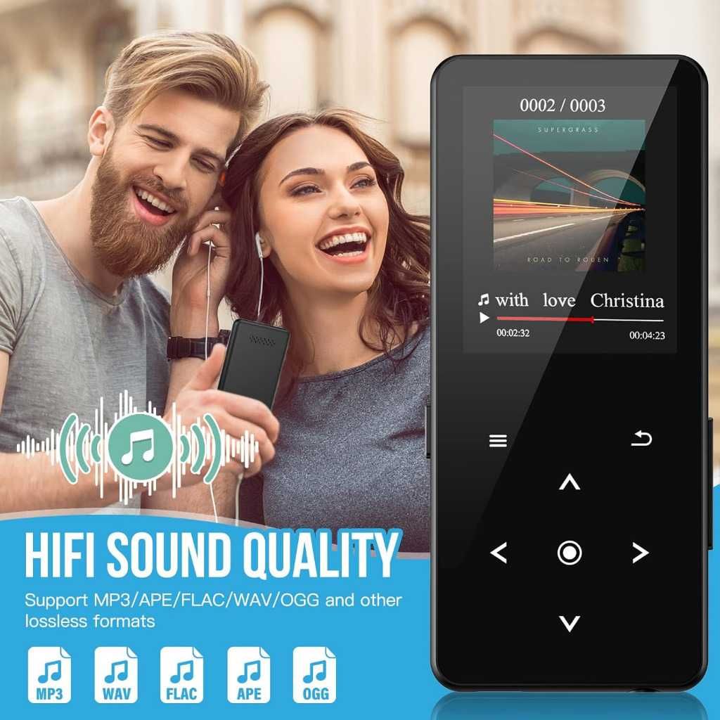 Odtwarzacz MP3 64 GB Bluetooth 5.0 dźwięk Hi-Fi, wbudowany głośnik HD