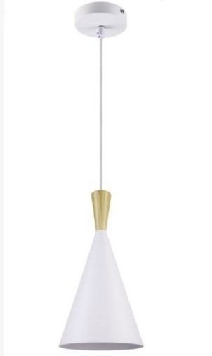 Lampa sufitowa jednopunktowa biała drewno