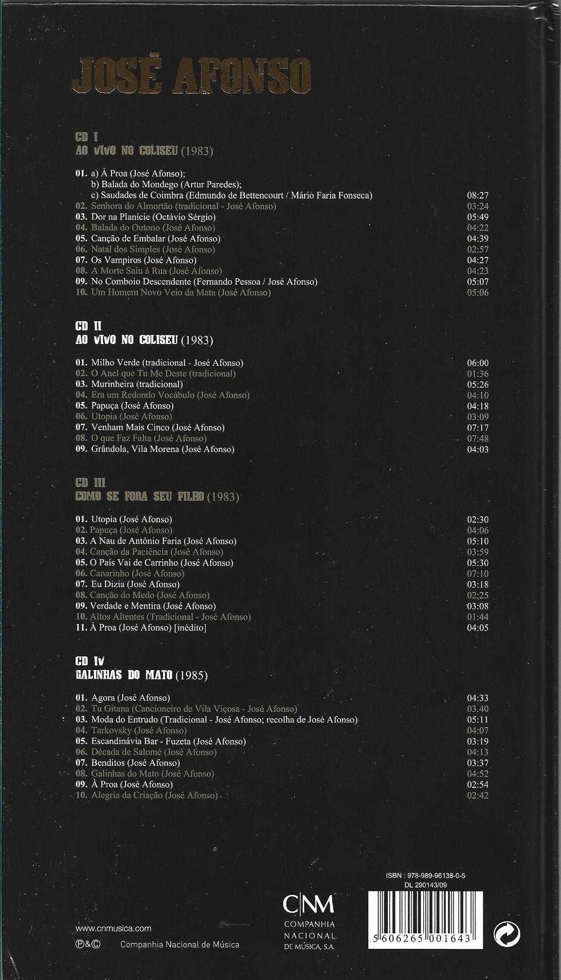 José Afonso	- - - - -		As Últimas Gravações	- - - - -	4 X CD