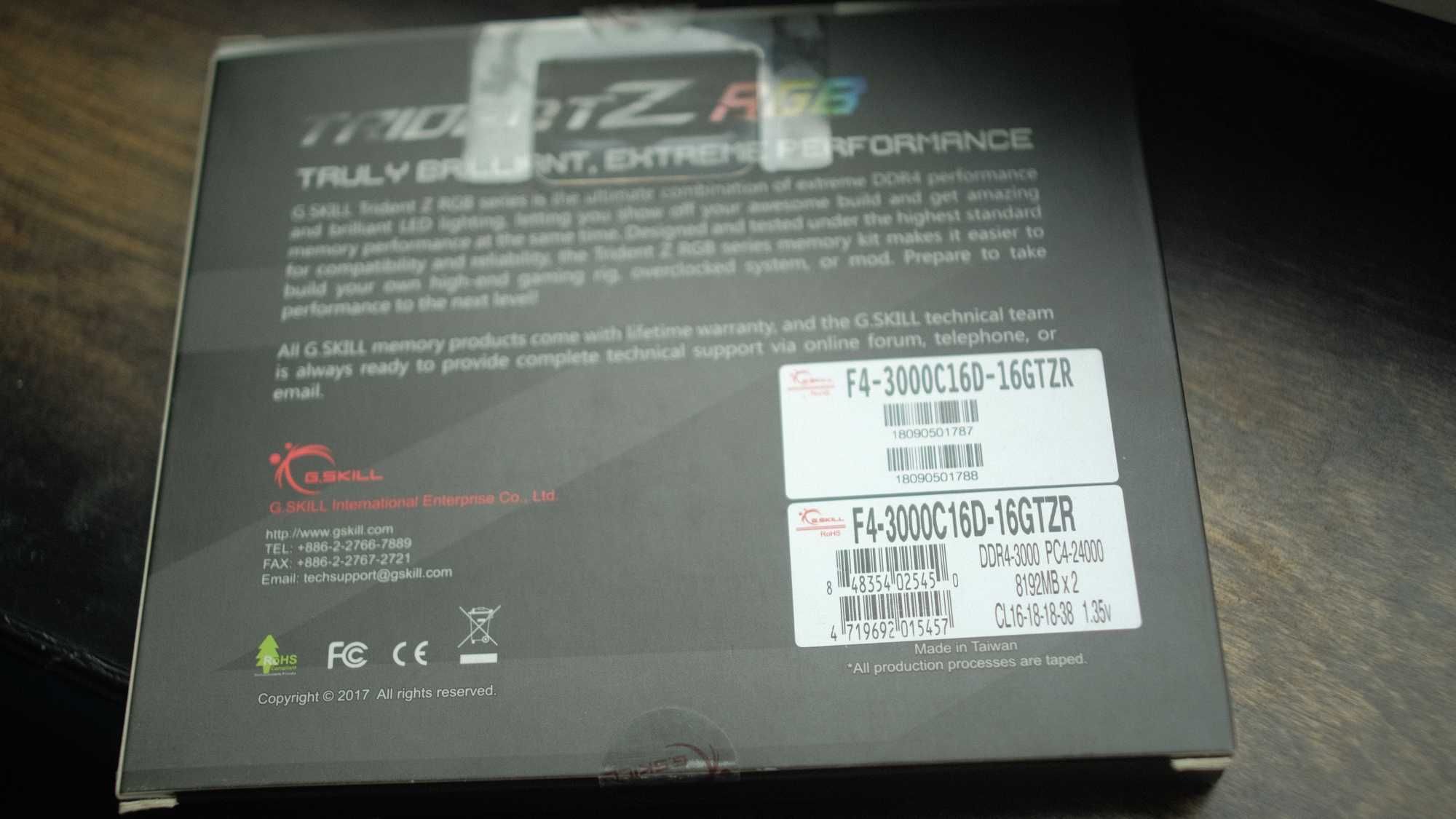 Оперативна пам'ять G.Skill 16 GB (2x8GB) DDR4 3000 MHz Trident Z RGB